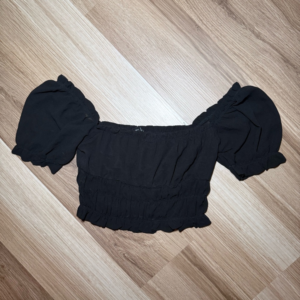Forever 21 puff sleeve off the shoulder ruffle top